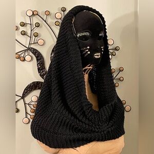 ♥️ Black Shawl SOFT Shoulder Sweater Warm Wrap Woven Hood Collar Infinity Scarf